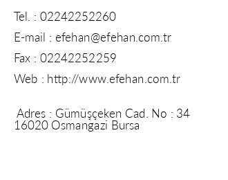Efehan Hotel iletiim bilgileri